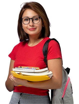 student holding books